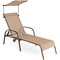 Costway Patio Heavy-Duty Chaise Lounge 5-Level Adjustable Outdoor Recliner Canopy Cup